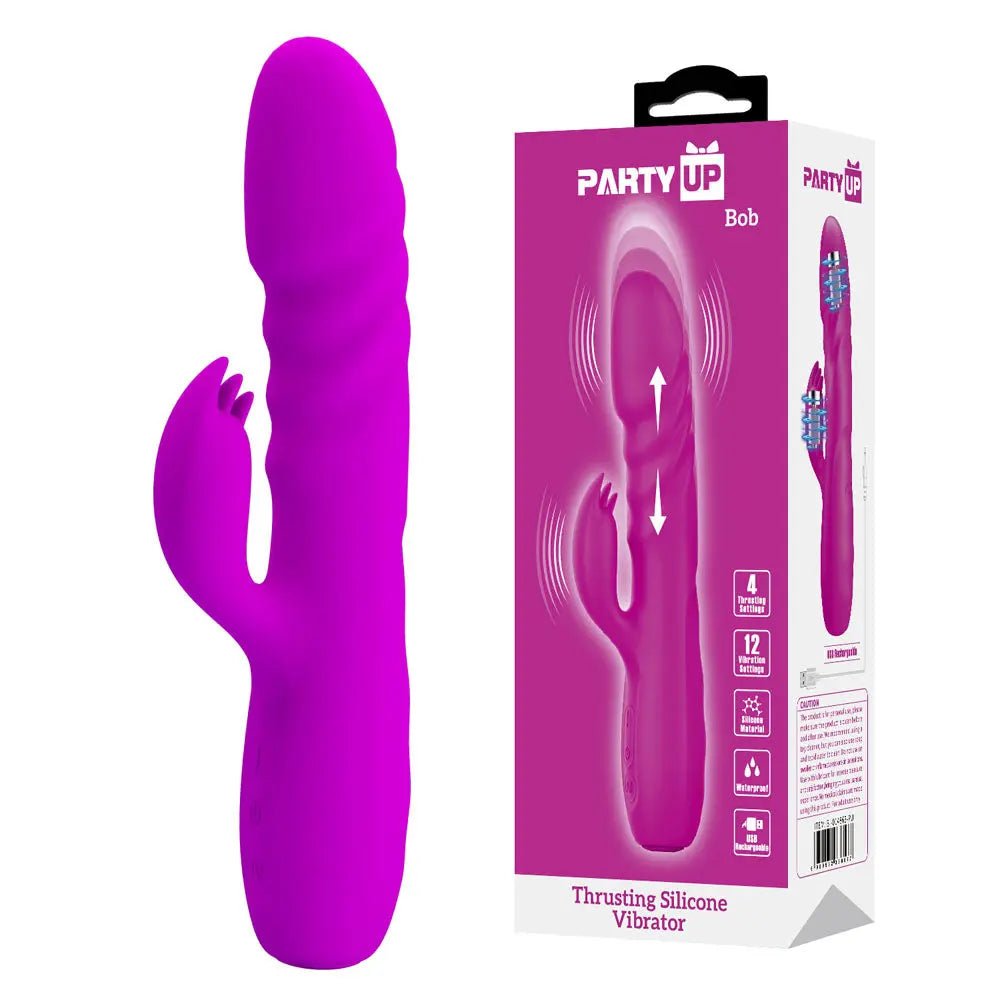 Shop affordable quality Party Up BOB Thrusting Vibe - 25 cm USB Rechargeable Thrusting Rabbit Vibrator - Discreet Intimate Essentials - VIBRATORS - Party Up