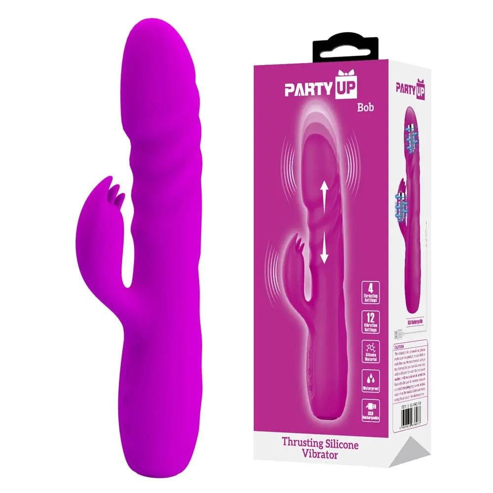 Party Up BOB Thrusting Vibe -  -  25 cm USB Rechargeable Thrusting Rabbit Vibrator Party Up Discreet Intimate Essentials.