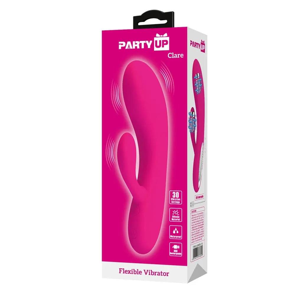 Party Up CLARE Flexible Vibe -  -  16.9 cm USB Rechargeable Rabbit Vibrator Party Up Discreet Intimate Essentials.