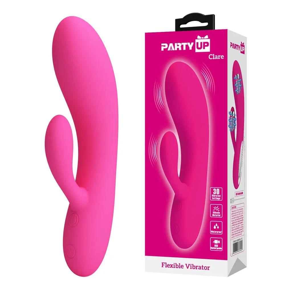 Party Up CLARE Flexible Vibe -  -  16.9 cm USB Rechargeable Rabbit Vibrator Party Up Discreet Intimate Essentials.