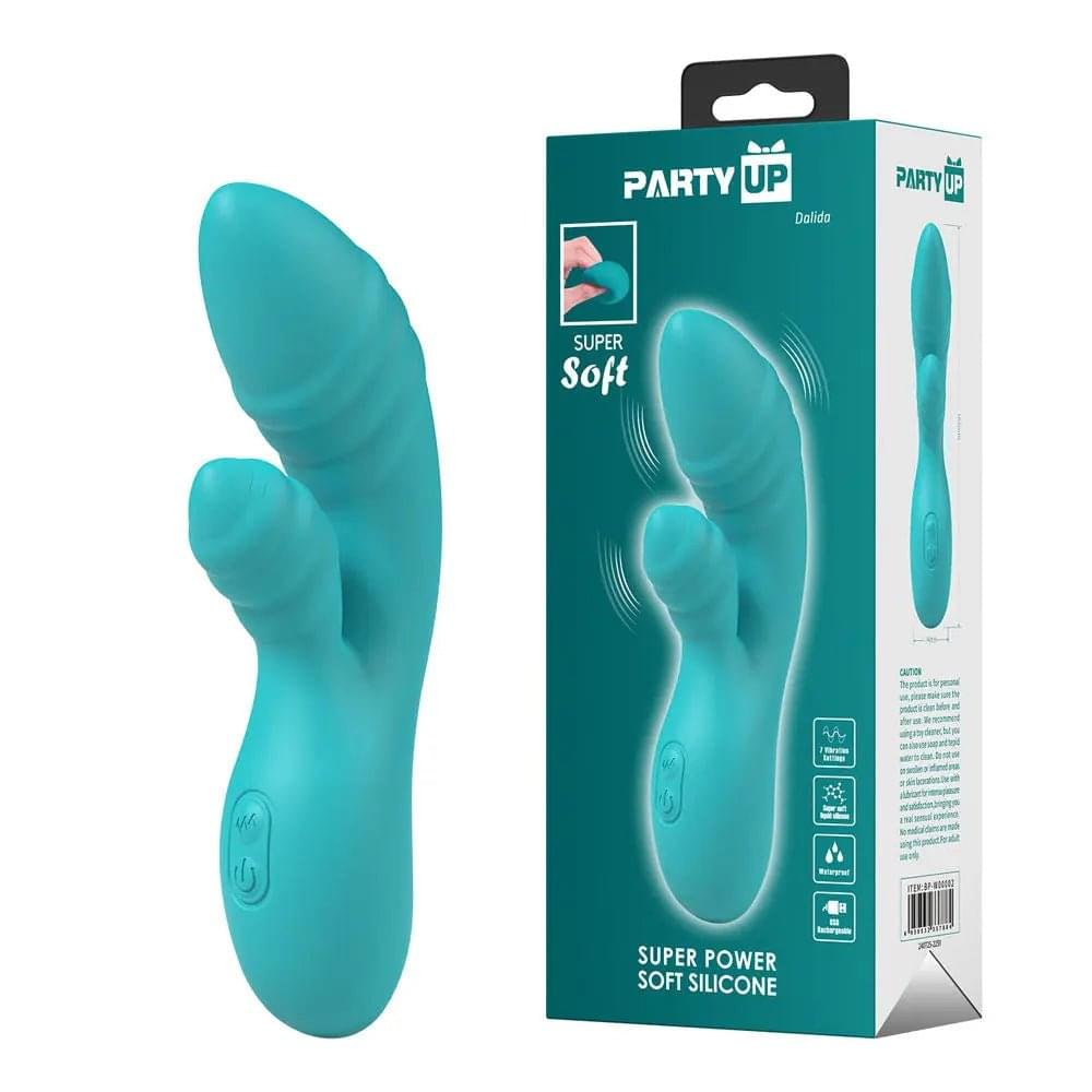 Party Up DALIDA - Teal - Teal 16.2 cm USB Rechargeable Rabbit Vibrator Party Up Discreet Intimate Essentials.