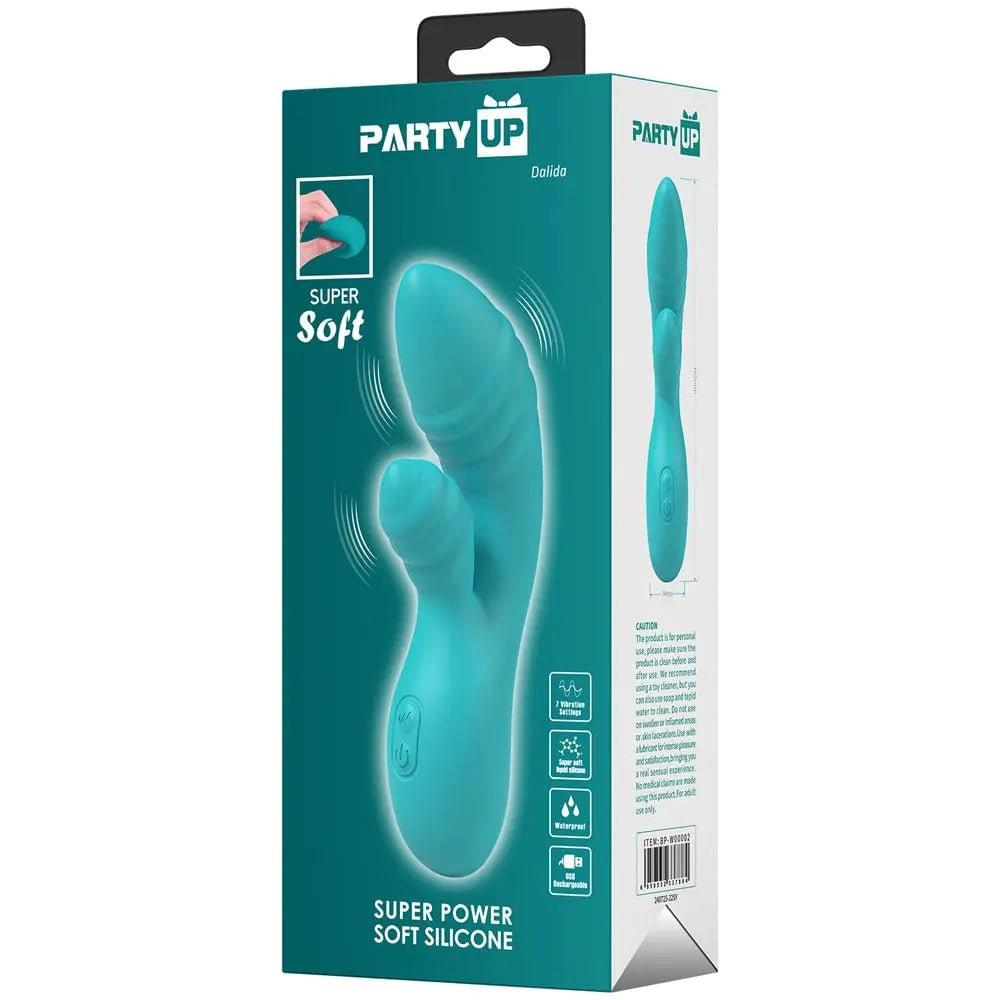 Party Up DALIDA - Teal - Teal 16.2 cm USB Rechargeable Rabbit Vibrator Party Up Discreet Intimate Essentials.