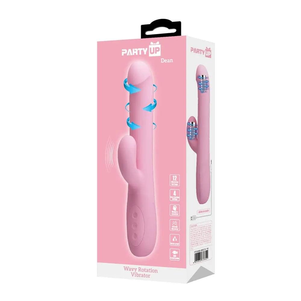 Party Up DEAN Wavy Rotation Vibe -  -  23.8 cm USB Rechargeable Rotating Rabbit Vibrator Party Up Discreet Intimate Essentials.