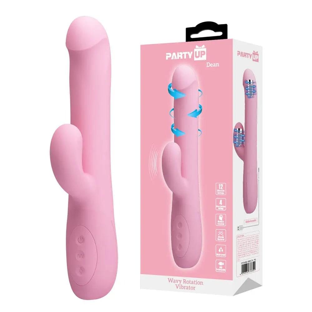 Party Up DEAN Wavy Rotation Vibe -  -  23.8 cm USB Rechargeable Rotating Rabbit Vibrator Party Up Discreet Intimate Essentials.