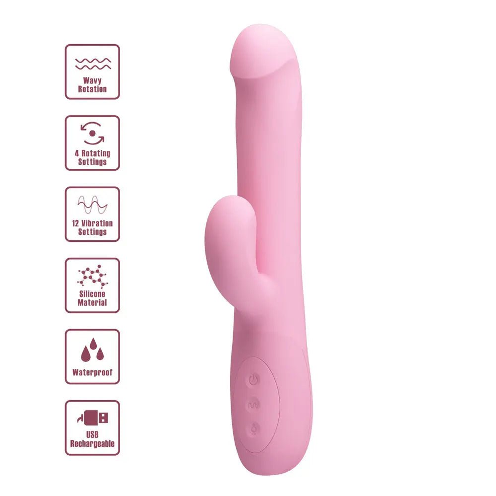 Shop affordable quality Party Up DEAN Wavy Rotation Vibe - 23.8 cm USB Rechargeable Rotating Rabbit Vibrator - Discreet Intimate Essentials - VIBRATORS - Party Up