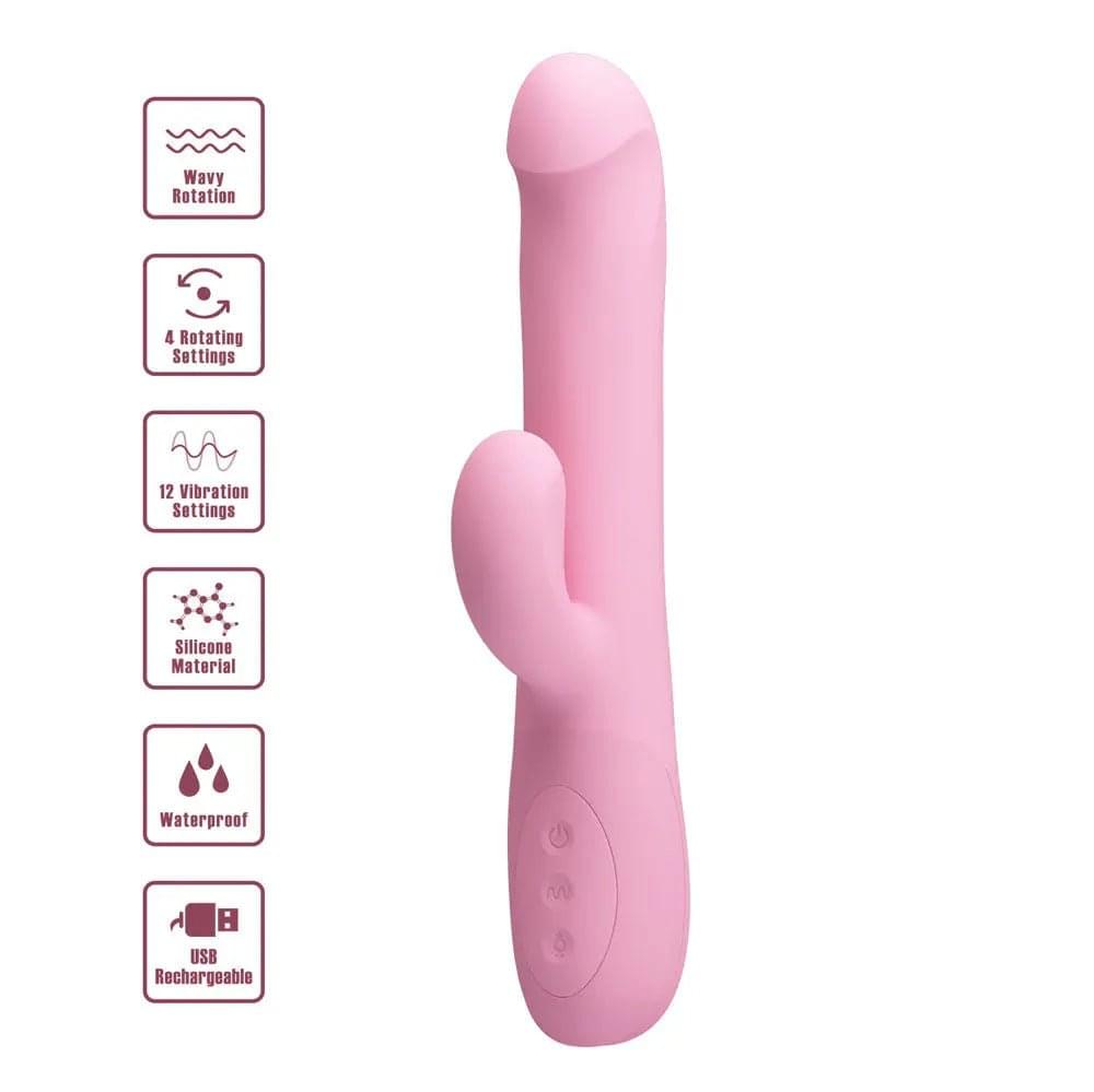 Party Up DEAN Wavy Rotation Vibe -  -  23.8 cm USB Rechargeable Rotating Rabbit Vibrator Party Up Discreet Intimate Essentials.