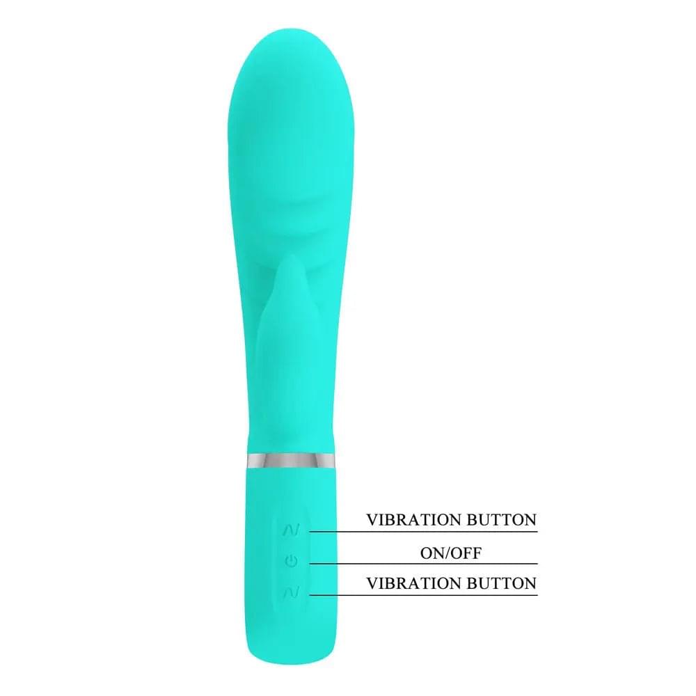 Party Up EDWARD Rabbit Vibe - Teal - Teal 20 cm USB Rechargeable Rabbit Vibrator Party Up Discreet Intimate Essentials.
