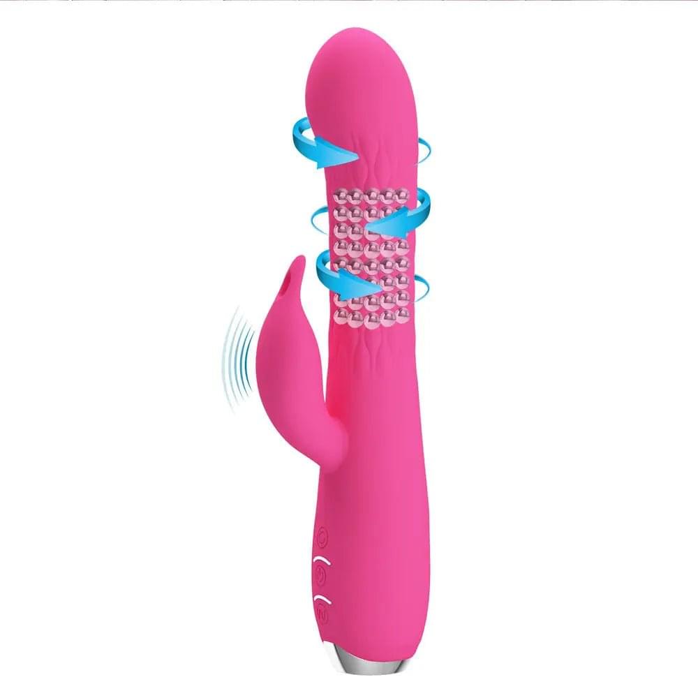 Party Up ERIC Rotating Beads Vibrator -  -  20.5 cm USB Rechargeable Rabbit Vibrator with Rotating Bead Shaft Party Up Discreet Intimate Essentials.