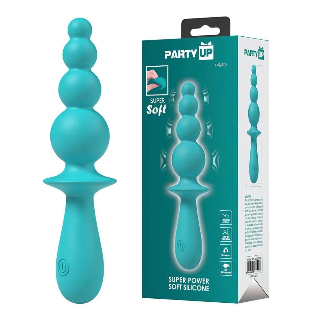 Party Up EVAJANE - Teal - Teal 17.1 cm USB Rechargeable Beaded Vibrator Party Up Discreet Intimate Essentials.