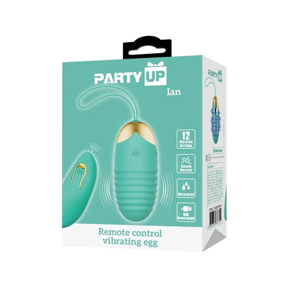 Party Up IAN Remote Egg - Teal - Teal USB Rechargeable Vibrating Egg with Wireless Remote Party Up Discreet Intimate Essentials.
