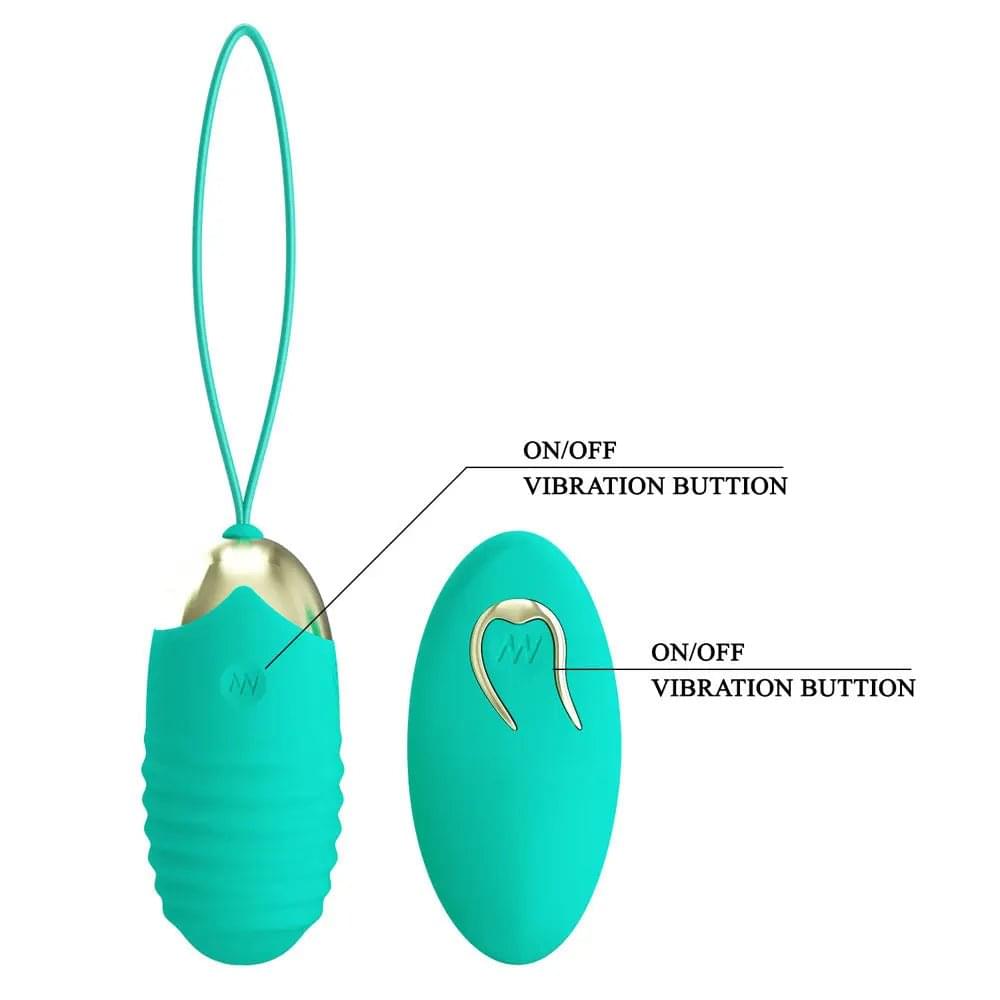 Party Up IAN Remote Egg - Teal - Teal USB Rechargeable Vibrating Egg with Wireless Remote Party Up Discreet Intimate Essentials.
