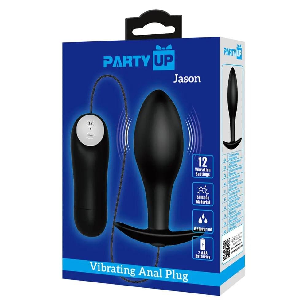 Party Up JASON Vibrating Anal Plug -  8.5 cm Vibrating Butt Plug with Remote Party Up Discreet Intimate Essentials.