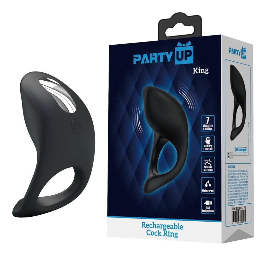 Party Up KING Rechargeable Cock Ring -  USB Rechargeable Cock Ring Party Up Discreet Intimate Essentials.