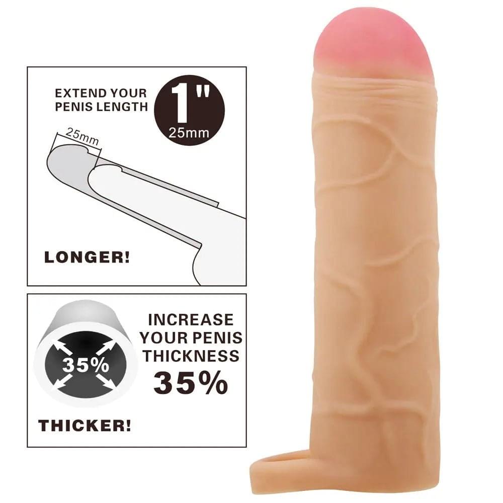 Party Up OWEN 1 Inch Extender Sleeve -  1 Inch Penis Extender Sleeve with Ball Strap Party Up Discreet Intimate Essentials.