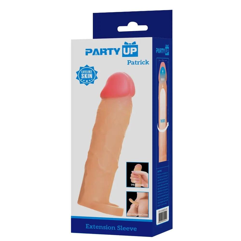 Party Up PATRICK 2 Inch Extender Sleeve -  2 Inch Penis Extender Sleeve with Ball Strap Party Up Discreet Intimate Essentials.