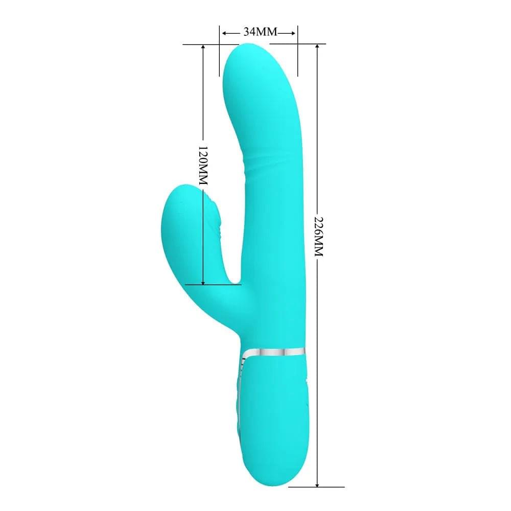 Party Up PAUL Rolling Beads Vibrator - Teal - Teal 22.6 cm USB Rechargeable Thrusting Rabbit Vibrator Party Up Discreet Intimate Essentials.