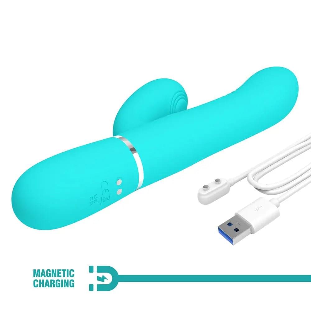 Party Up PAUL Rolling Beads Vibrator - Teal - Teal 22.6 cm USB Rechargeable Thrusting Rabbit Vibrator Party Up Discreet Intimate Essentials.