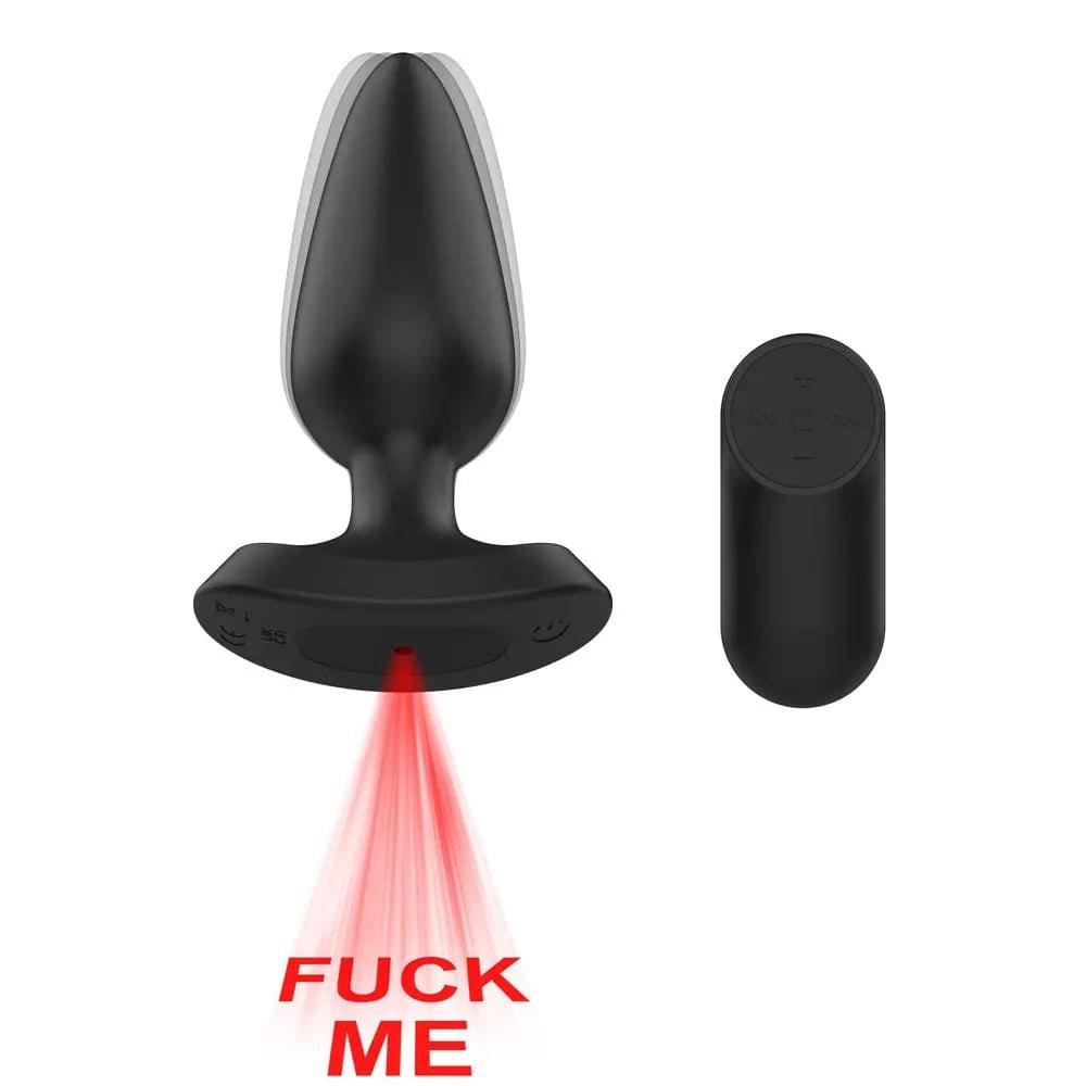 Passion Play Fuck ME Vibrating Anal Plug -  13.5 cm USB Rechargeable Vibrating Anal Plug with Laser Fuck Me Light Passion Play Discreet Intimate Essentials.