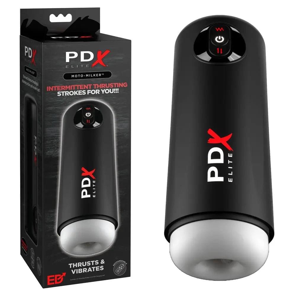 PDX Elite Moto Milker - USB Rechargeable Thrusting & Vibrating Auto Stroker Pipedream Discreet Intimate Essentials.