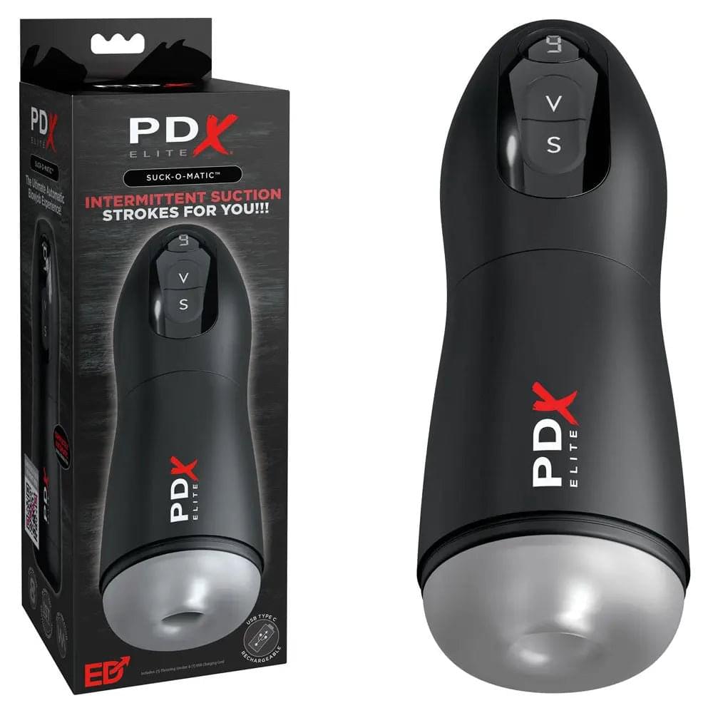 PDX Elite Suck-O-Matic - USB Rechargeable Sucking & Vibrating Masturbator Pipedream Discreet Intimate Essentials.