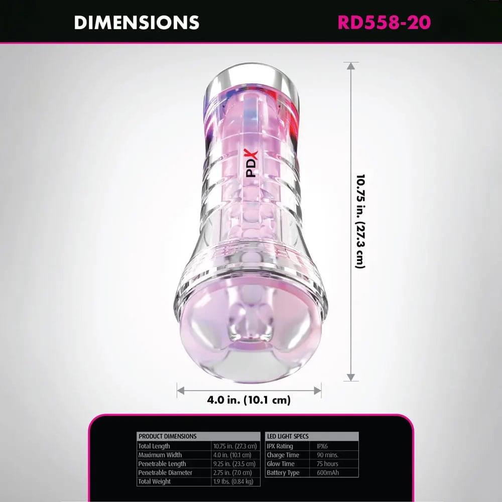 PDX Elite ViewTube XXL LED Stroker - Clear Stroker with LED Lights Pipedream Discreet Intimate Essentials.