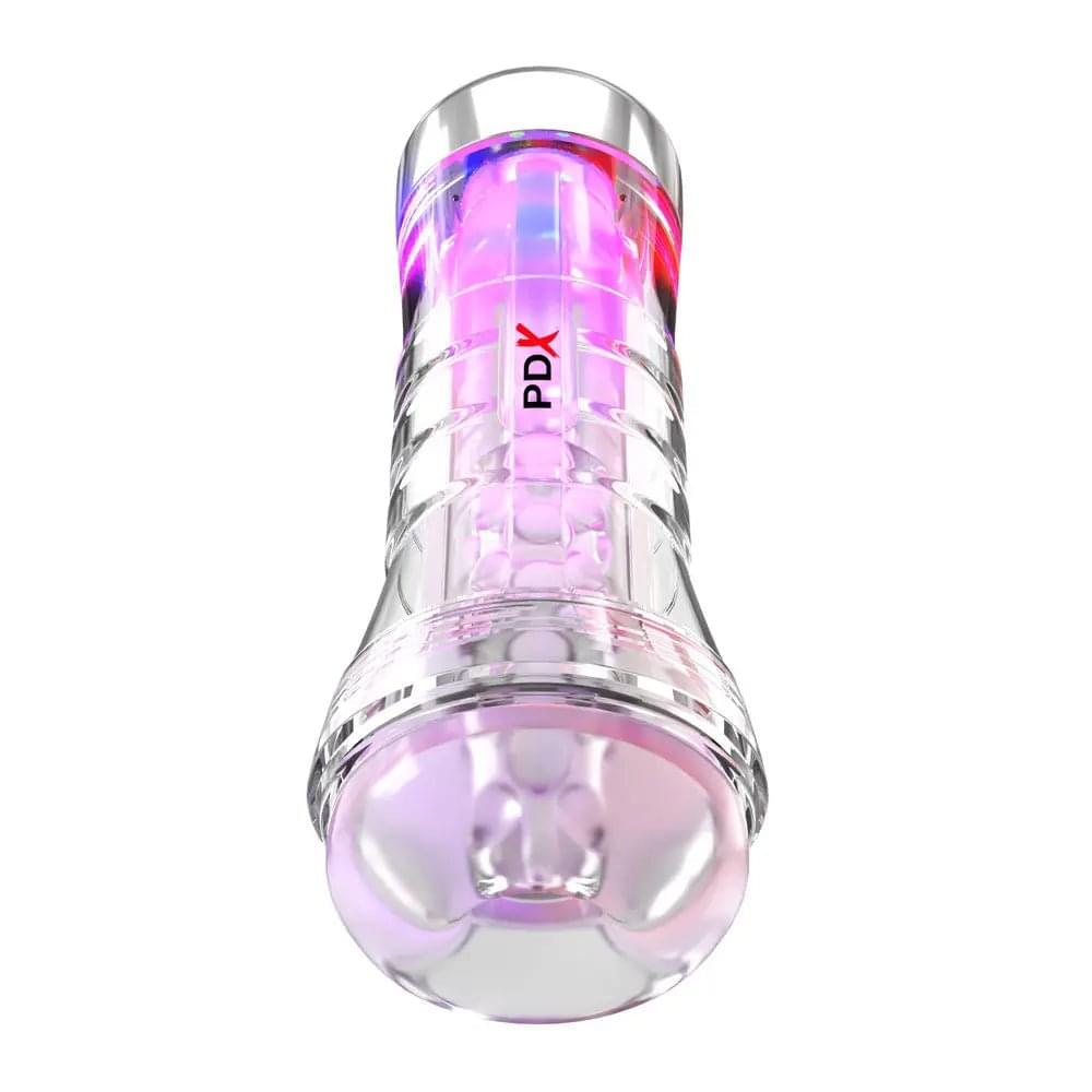PDX Elite ViewTube XXL LED Stroker - Clear Stroker with LED Lights Pipedream Discreet Intimate Essentials.