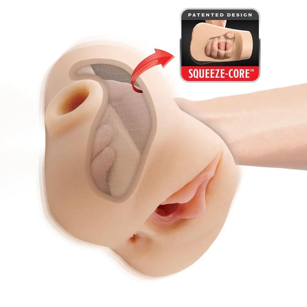 PDX Plus Double Pounder Vibrating Squeeze Stroker -  -  USB Rechargeable Vibrating Vagina Stroker Pipedream Discreet Intimate Essentials.
