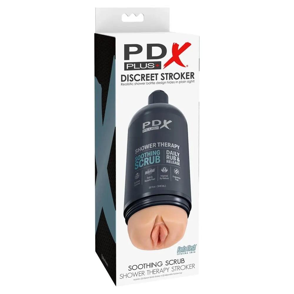 PDX Plus Shower Therapy - Soothing Scrub -  -  Discreet Vagina Stroker with Suction Base Pipedream Discreet Intimate Essentials.