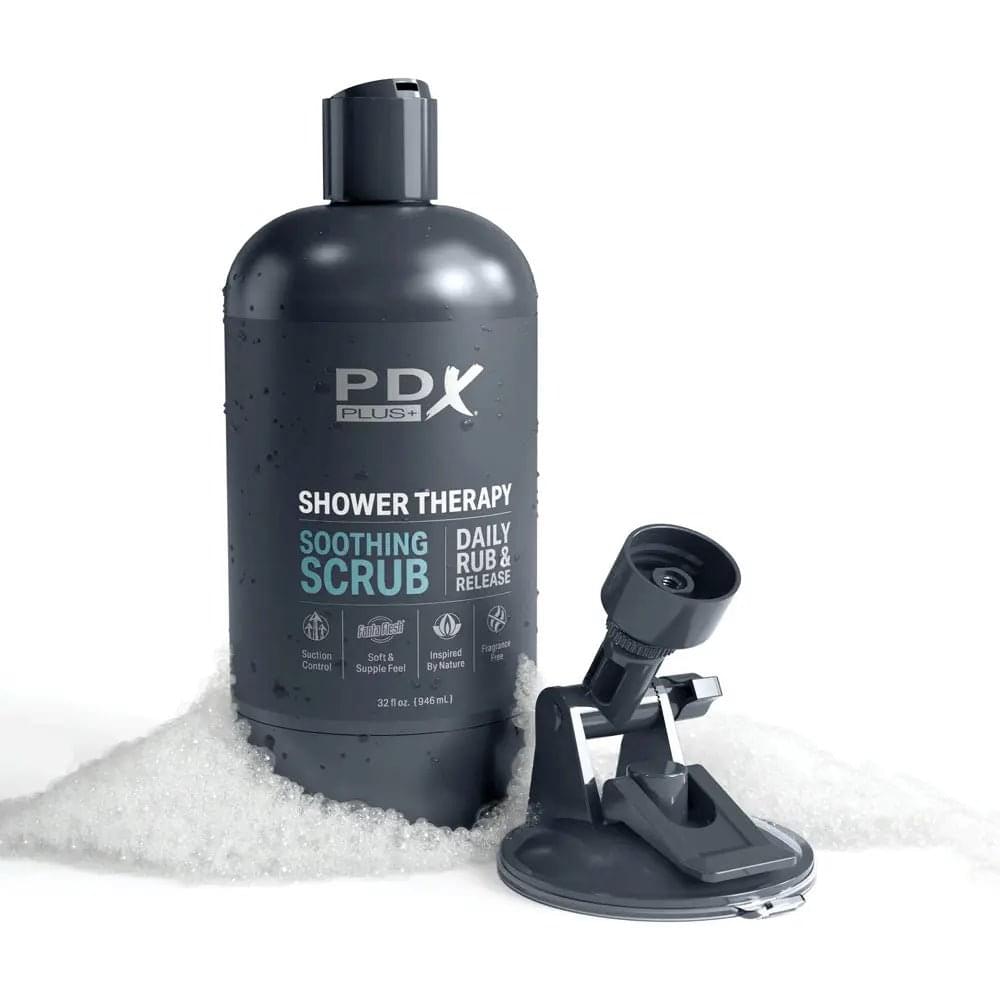 PDX Plus Shower Therapy - Soothing Scrub -  -  Discreet Vagina Stroker with Suction Base Pipedream Discreet Intimate Essentials.