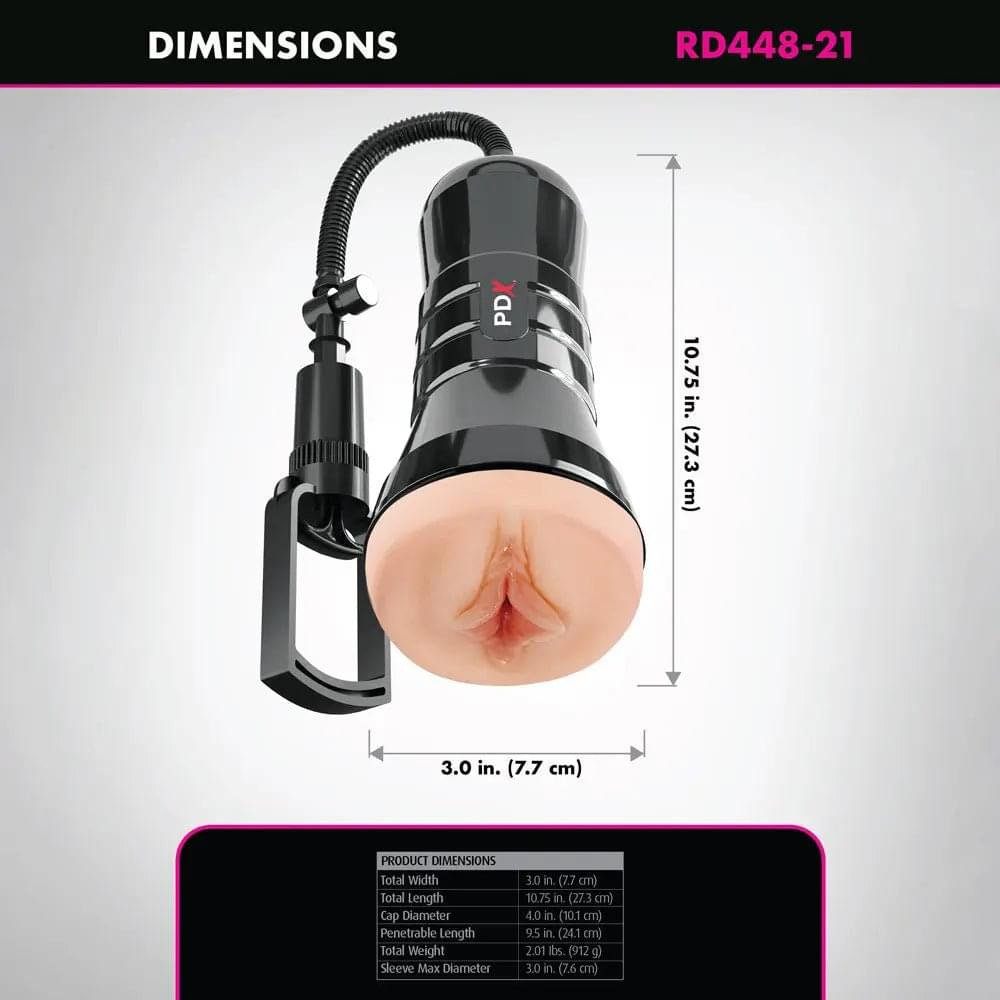 PDX Wet Pussies Super Sucker XXL Stroker -  -  Vagina Stroker with Suction Pump Pipedream Discreet Intimate Essentials.