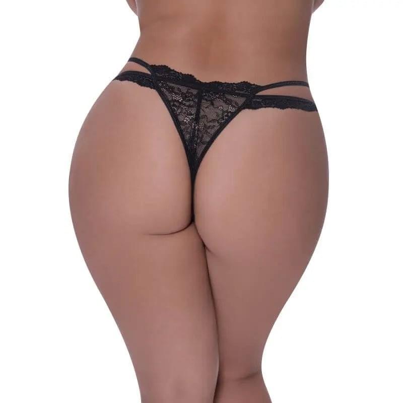 Peek-A-Boo Cheeky Panty Black Exposed Lingerie Discreet Intimate Essentials.