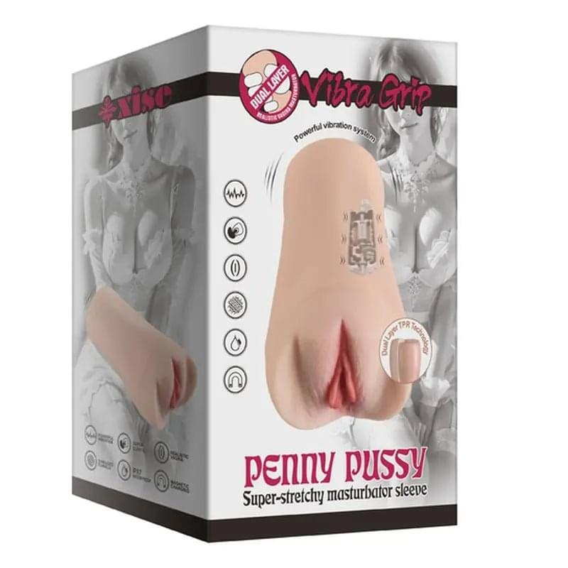 Penny Pussy Dual Layer Vibrating Masturbator XISE Discreet Intimate Essentials.