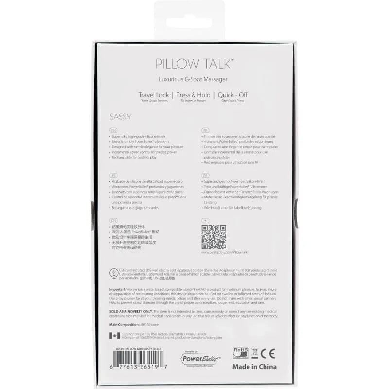 Pillow Talk Sassy Teal Pillow Talk Discreet Intimate Essentials.