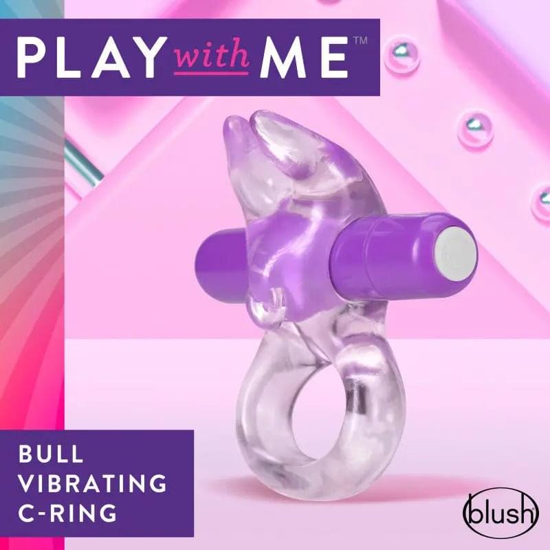 Play With Me Bull Vibrating C-Ring - Clear/ Vibrating Cock Ring Blush Novelties Discreet Intimate Essentials.