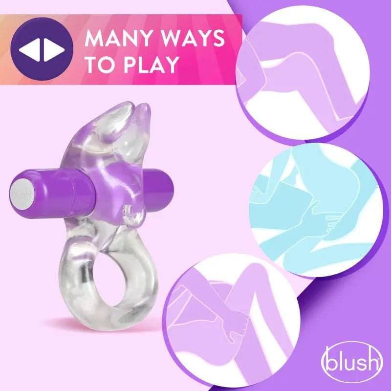 Play With Me Bull Vibrating C-Ring - Clear/ Vibrating Cock Ring Blush Novelties Discreet Intimate Essentials.