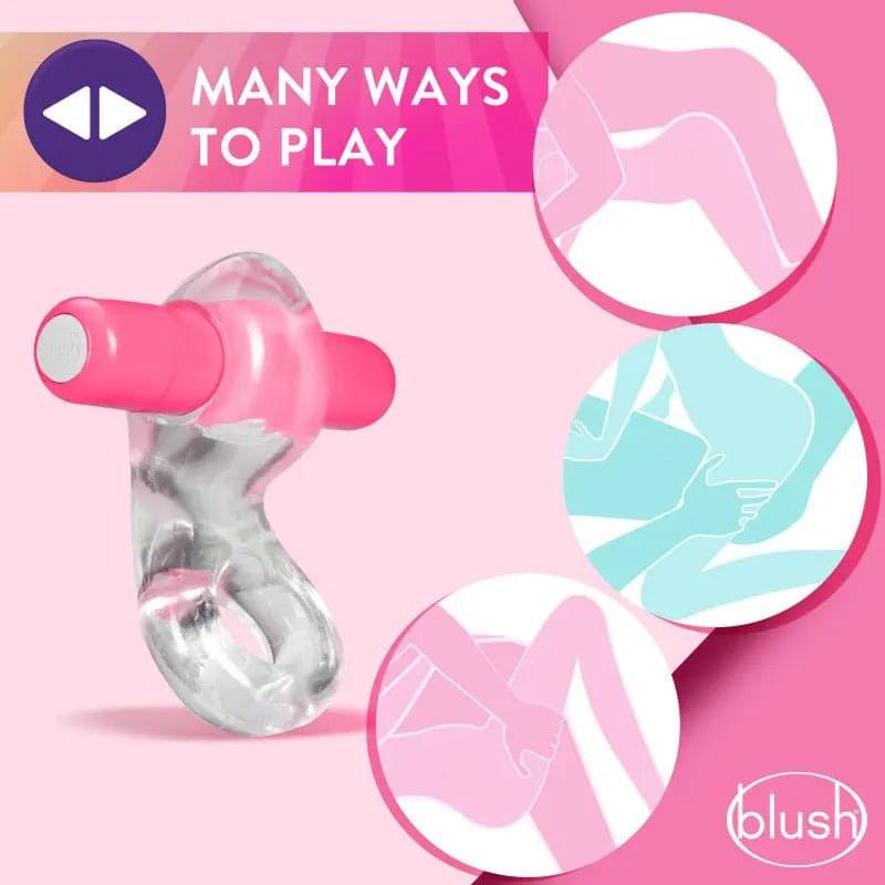 Play With Me Delight Vibrating C-Ring - Clear/ Vibrating Cock Ring Blush Novelties Discreet Intimate Essentials.