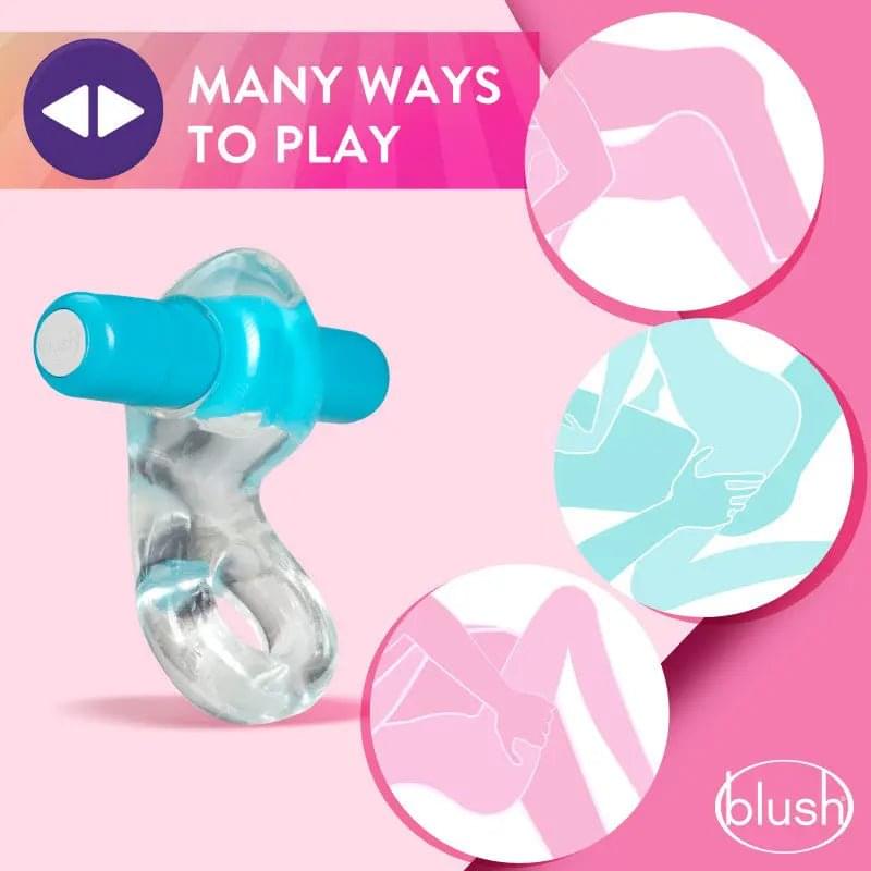 Play With Me Delight Vibrating C-Ring - Clear/ Vibrating Cock Ring Blush Novelties Discreet Intimate Essentials.