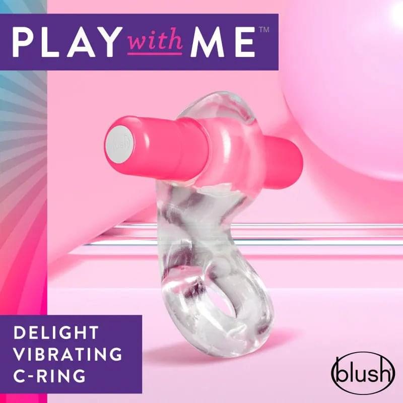 Play With Me Delight Vibrating C-Ring - Clear/ Vibrating Cock Ring Blush Novelties Discreet Intimate Essentials.
