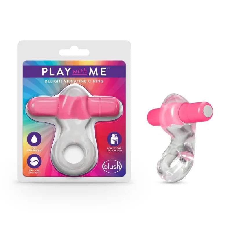 Play With Me Delight Vibrating C-Ring - Clear/ Vibrating Cock Ring Blush Novelties Discreet Intimate Essentials.