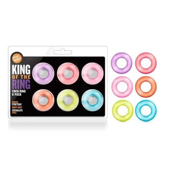 Play With Me - King of the Ring - Coloured Cock Rings - Set of 6 Blush Novelties Discreet Intimate Essentials.