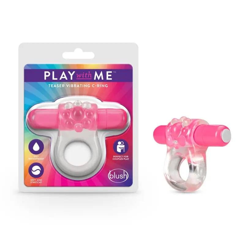 Play With Me Teaser Vibrating C-Ring - Clear/ Vibrating Cock Ring Blush Novelties Discreet Intimate Essentials.