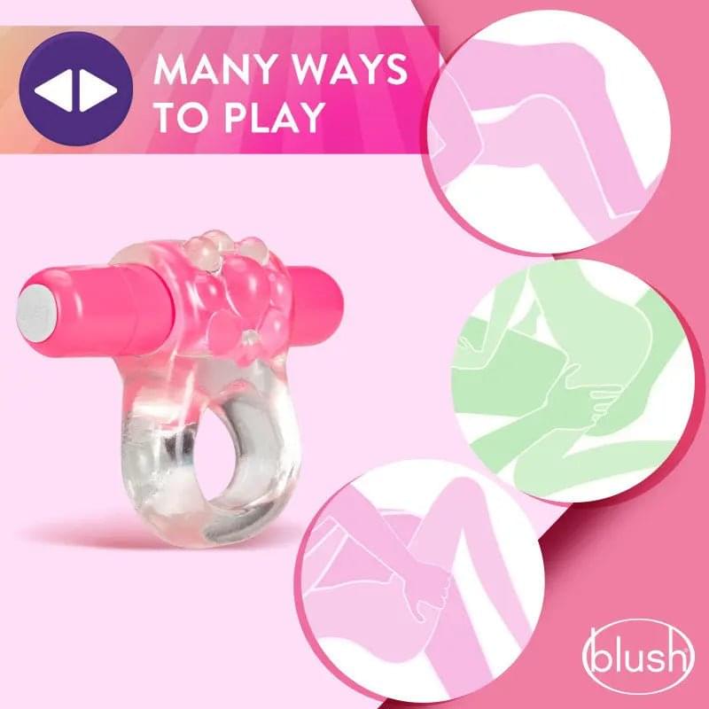 Play With Me Teaser Vibrating C-Ring - Clear/ Vibrating Cock Ring Blush Novelties Discreet Intimate Essentials.