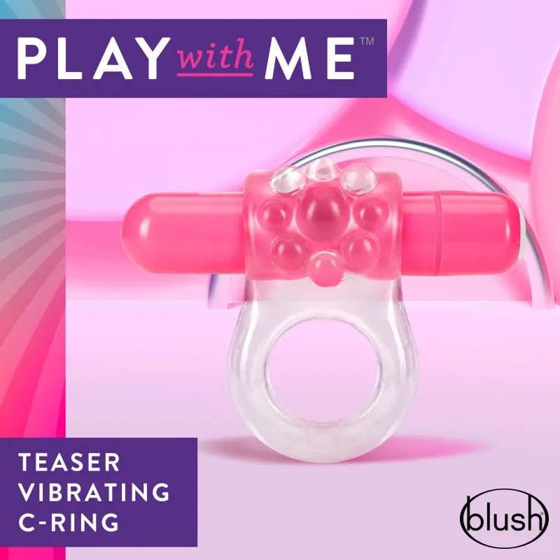 Play With Me Teaser Vibrating C-Ring - Clear/ Vibrating Cock Ring Blush Novelties Discreet Intimate Essentials.