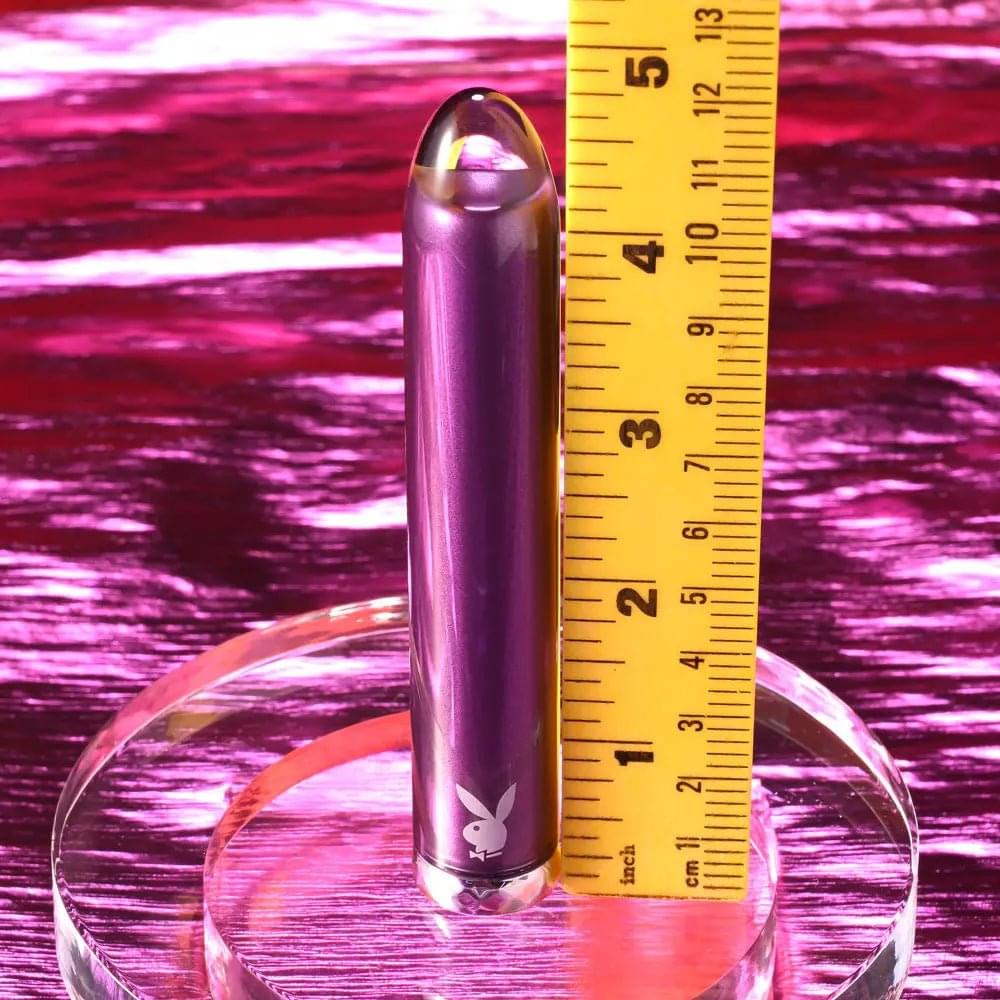 Playboy Pleasure AMETHYST -  12.4 cm USB Rechargeable Glass Tipped Mini Vibrator Playboy Pleasure Discreet Intimate Essentials.