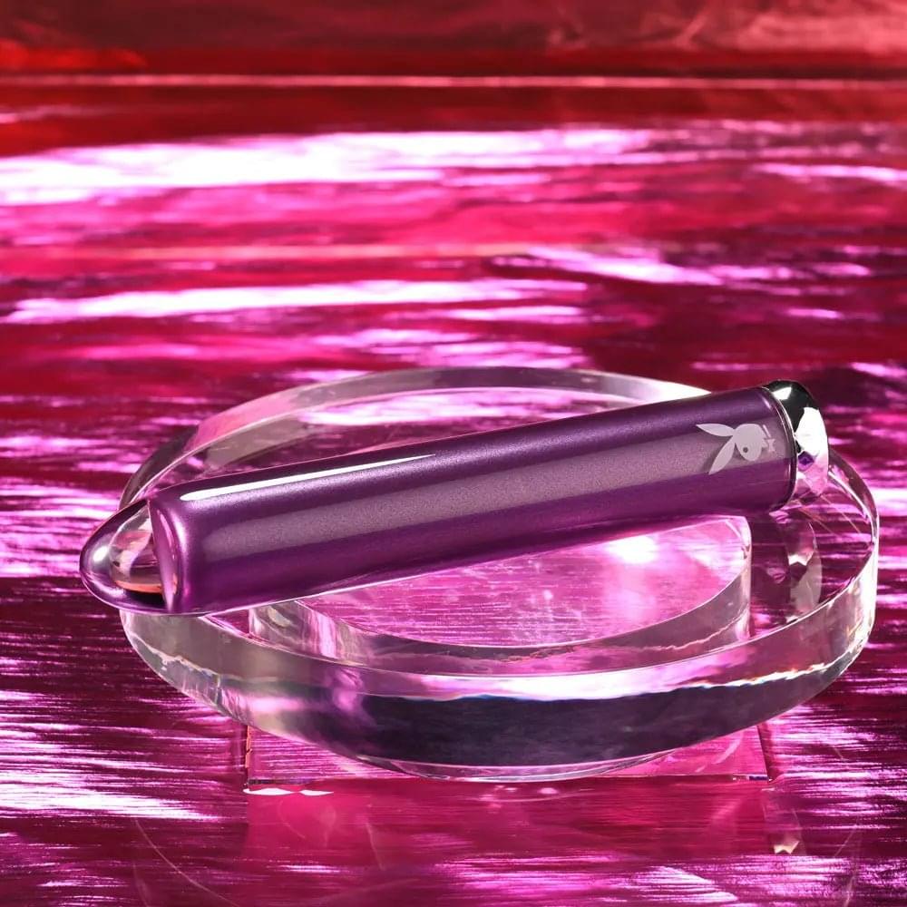 Playboy Pleasure AMETHYST -  12.4 cm USB Rechargeable Glass Tipped Mini Vibrator Playboy Pleasure Discreet Intimate Essentials.