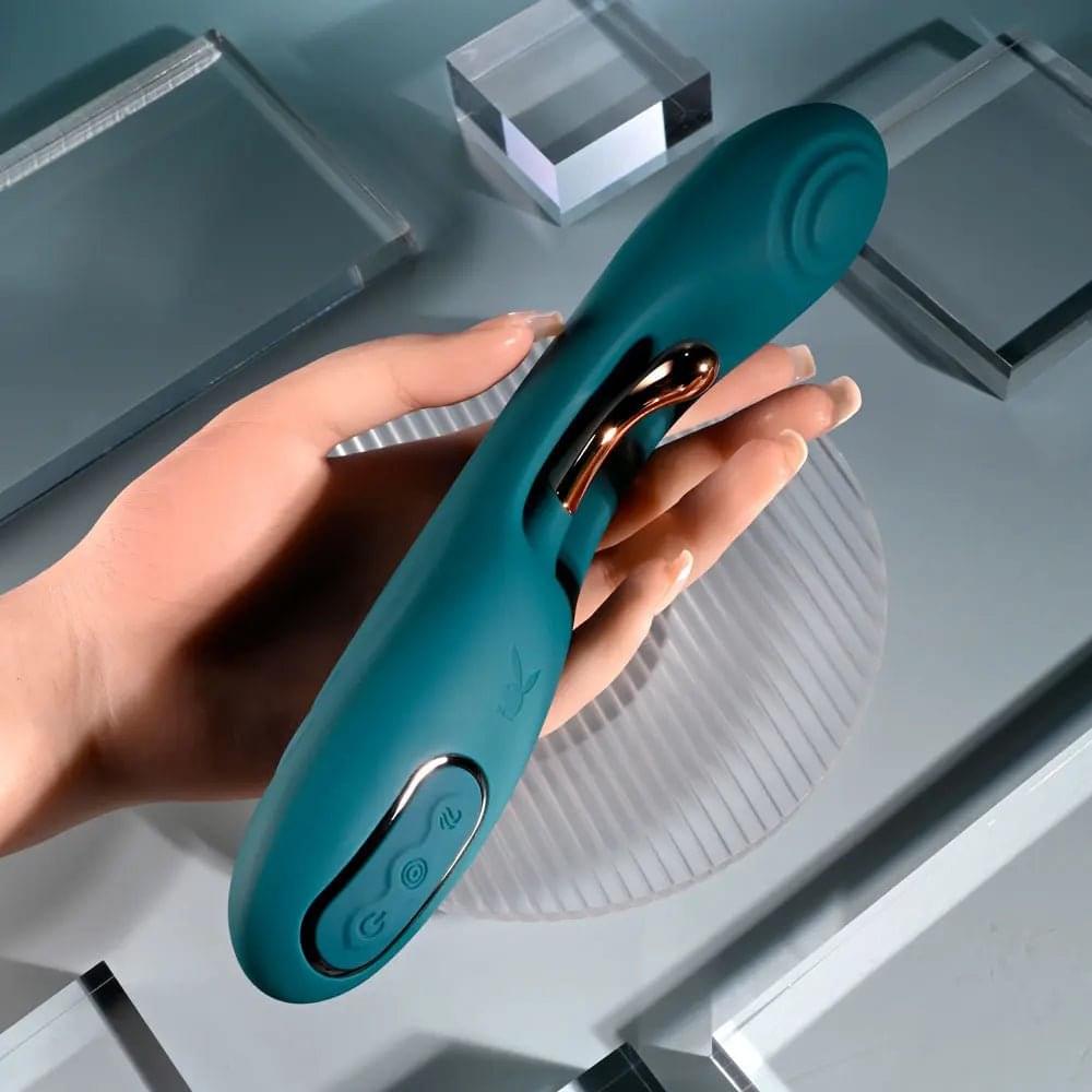 Playboy Pleasure AURELIE -  22.7 cm USB Rechargeable Vibrator with Internal Flicker Playboy Pleasure Discreet Intimate Essentials.