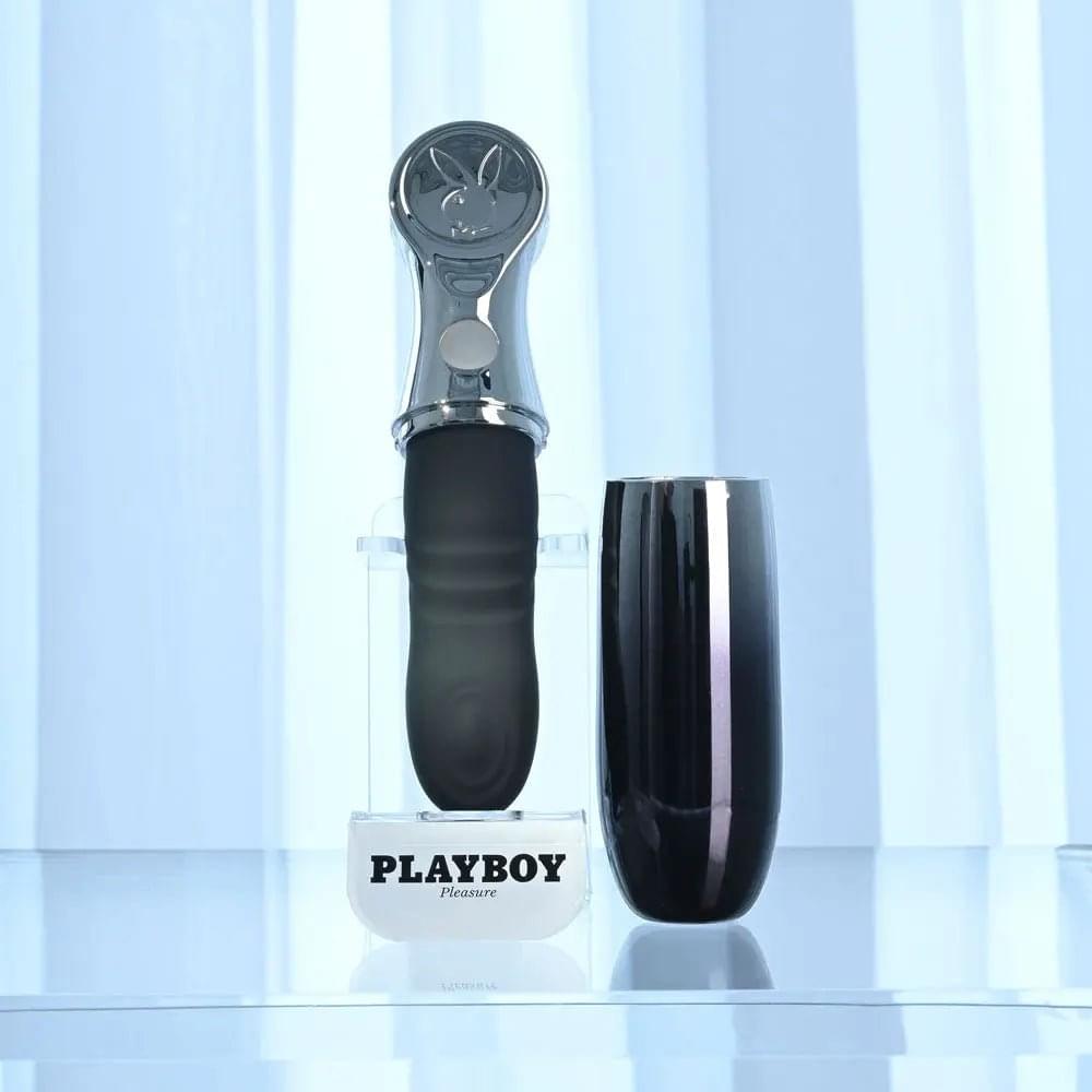 Playboy Pleasure BON VOYAGE - /Chrome 18.7 cm USB-C Rechargeable Tapping Vibrator Playboy Pleasure Discreet Intimate Essentials.