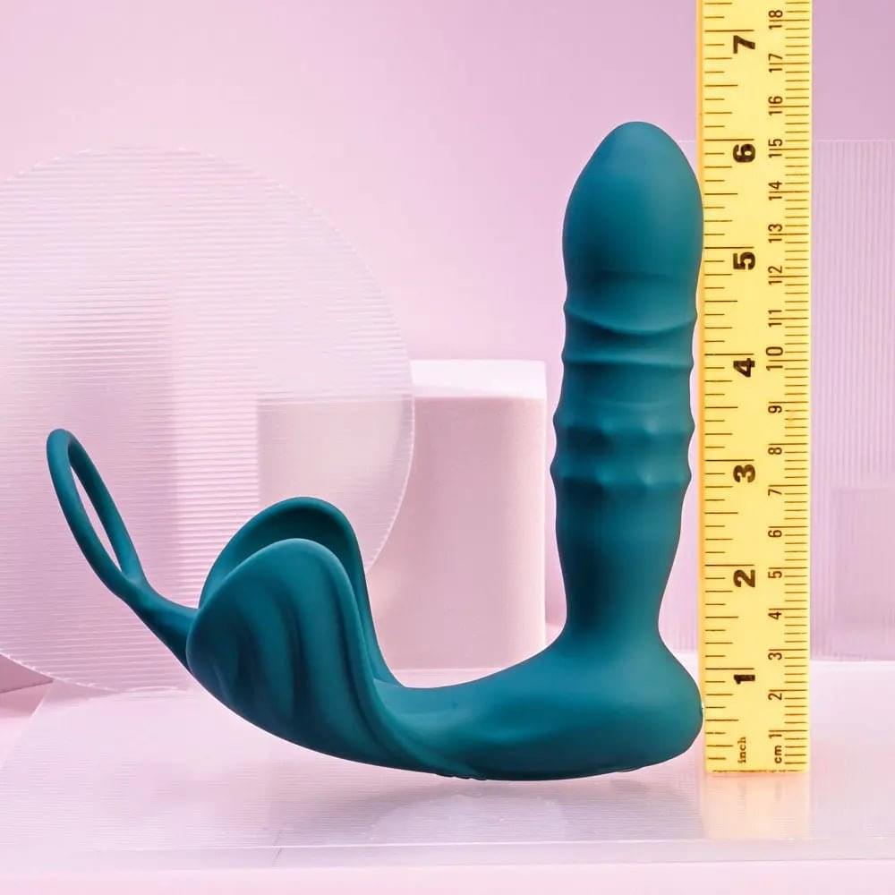 Playboy Pleasure BRING IT ON - Teal USB Rechargeable Thrusting Anal Plug with Cock Ring Playboy Pleasure Discreet Intimate Essentials.