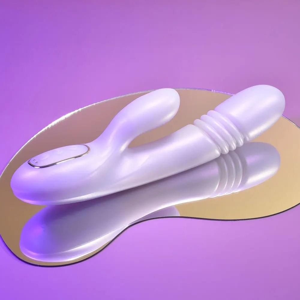 Playboy Pleasure BUMPING BUNNY - Opal 22.9 cm USB Rechargeable Thrusting & Warming Rabbit Vibrator Playboy Pleasure Discreet Intimate Essentials.