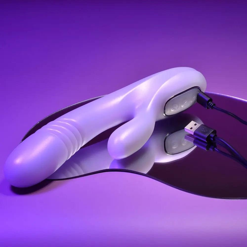 Playboy Pleasure BUMPING BUNNY - Opal 22.9 cm USB Rechargeable Thrusting & Warming Rabbit Vibrator Playboy Pleasure Discreet Intimate Essentials.